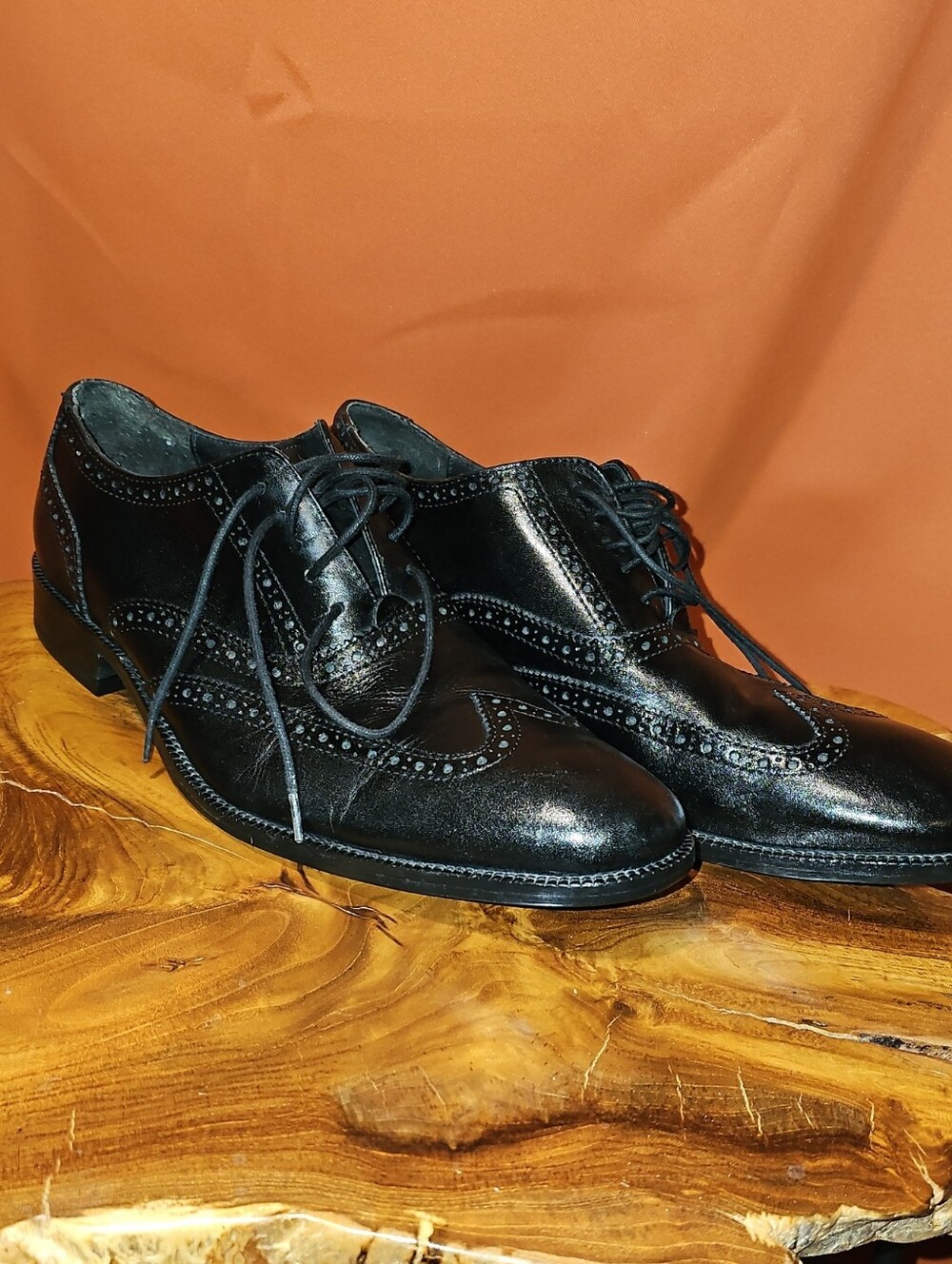 Cole Haan Black Leather Wingtip Oxfords SIZE 10